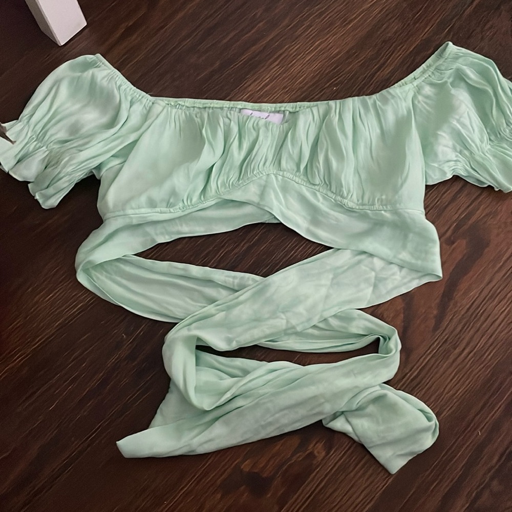 Hazel Boutique Light Mint Green Top with wrap around string